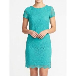 LAUNDRY by SHELLY SEGAL Size 2 Green Lace Shift Dress Spring Easter Feminine